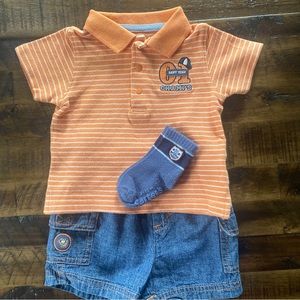 Vintage Carters Baby Boy 6 Months Baseball Shorts Set Matching Hat and Socks EUC